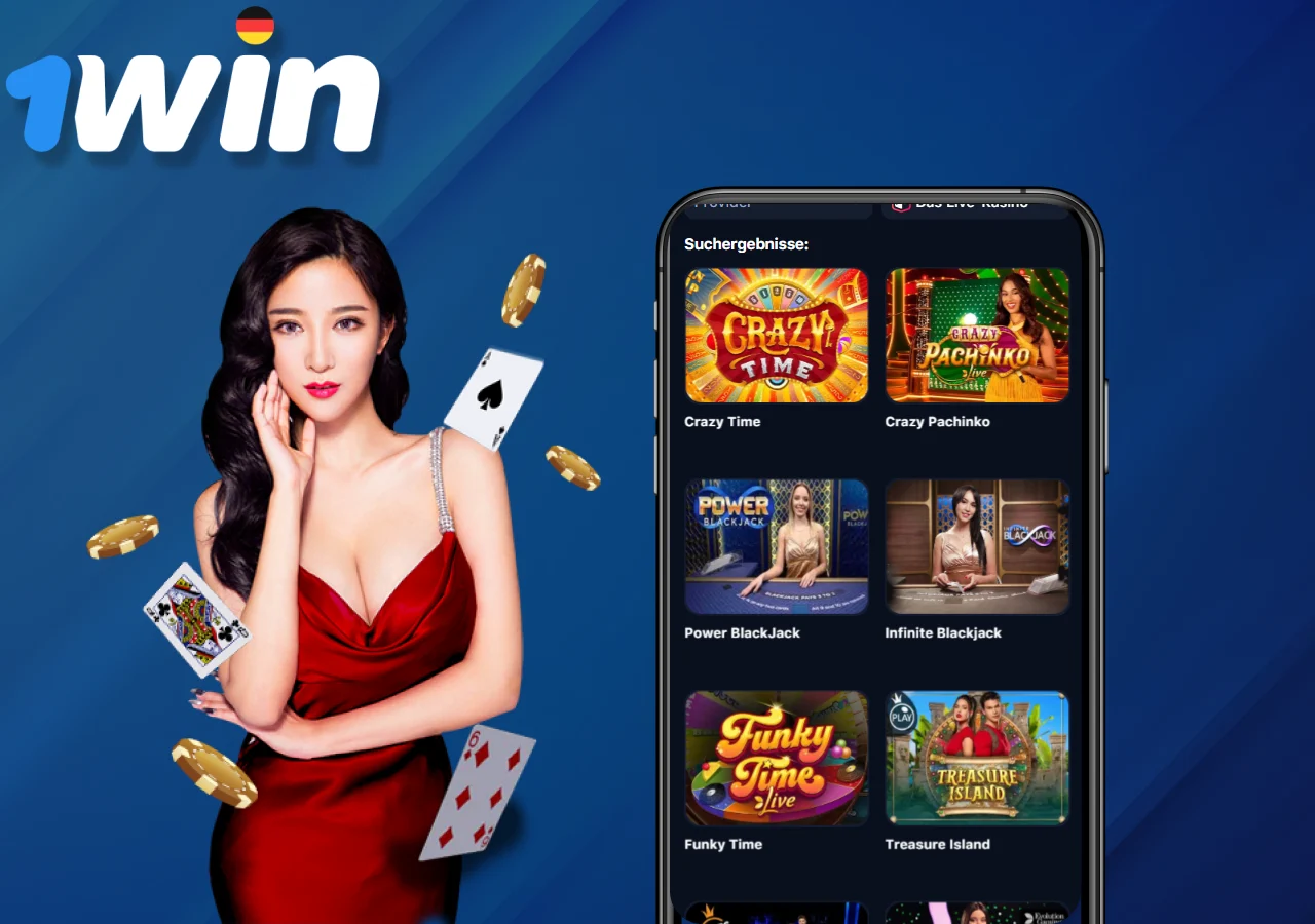 1win Germany bietet auch Live-Casino-Übertragungen an